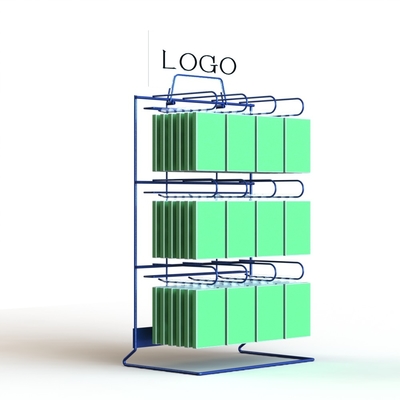 Wire Hooks OEM Metal Table Top Display Stands With Back Locker And Top Logo