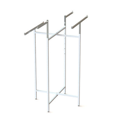 Adjustable Height 4 Arms Chrome Square Tube Metal Clothing Display Rack