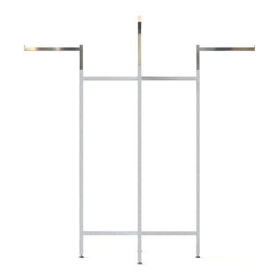 Adjustable Height 4 Arms Chrome Square Tube Metal Clothing Display Rack